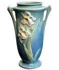 Vintage Roseville Pottery Blue Iris Art Deco Handled 919-7 Bud Vase #R8