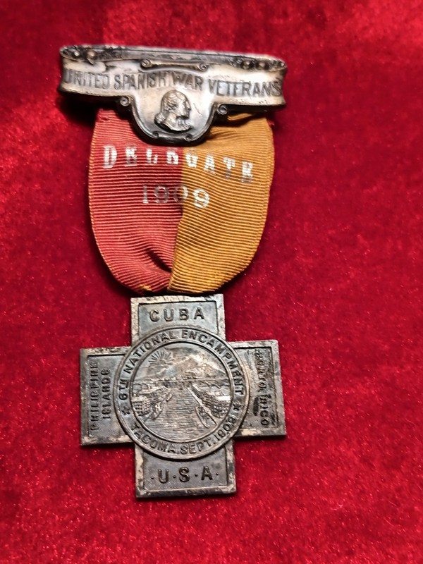 Original US Span Am War 6th National Encampment Medal Tacoma 1909 maker marked