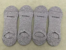 4 pairs Men's Marl Cushioned No Shows Socks Size L gray