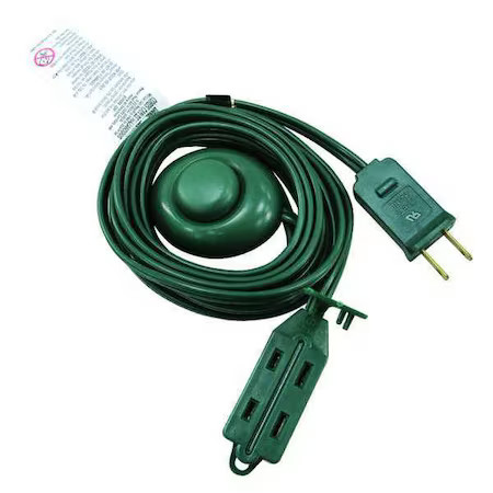 Spt-2 Indoor Extension Cord, 18 Awg 3 Outlets, 1-15R, Green, Pvc, 1-15P, 12Ft