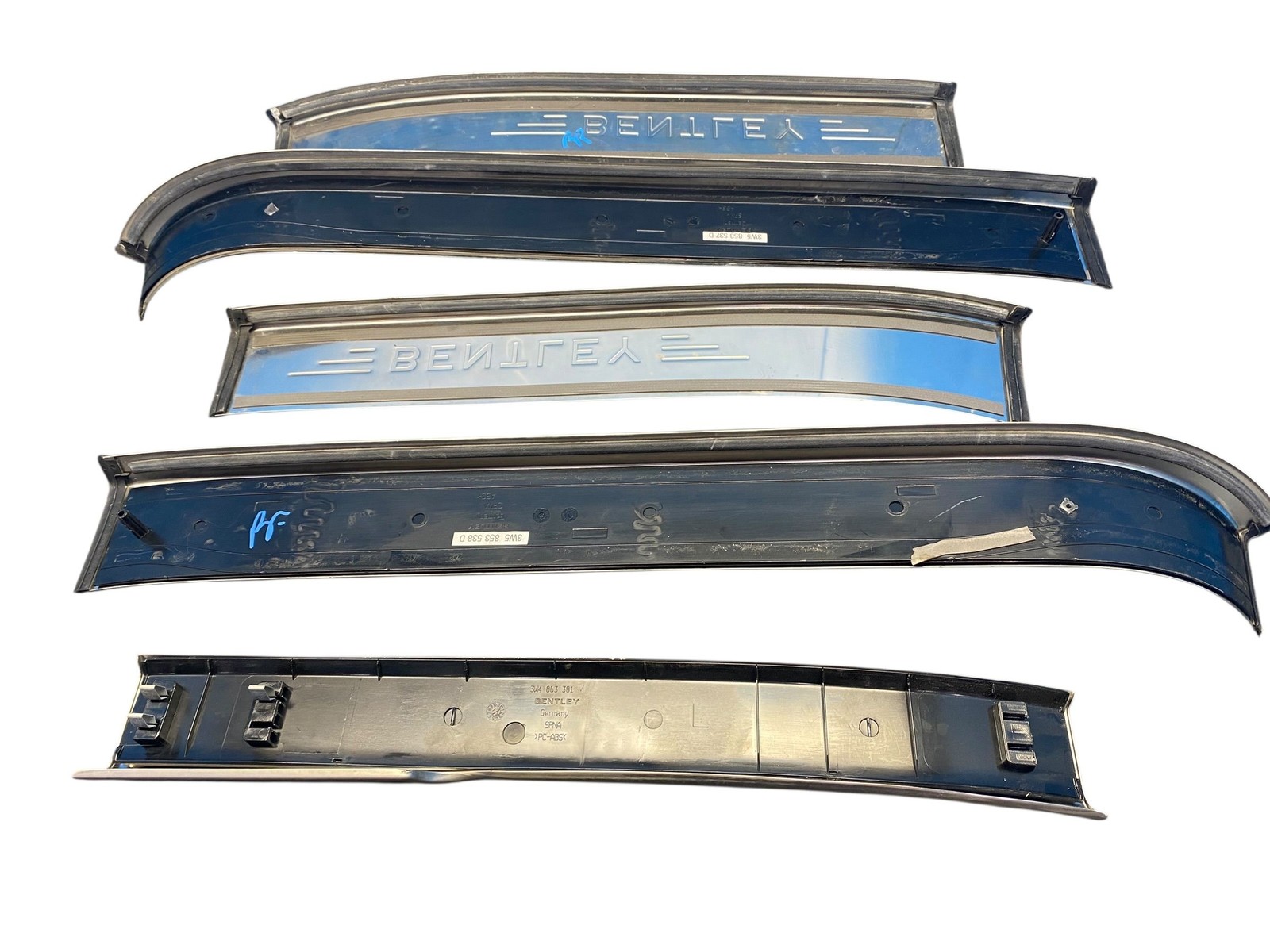 2013-2019 BENTLEY FLYING SPUR 4W 223B FRONT & REAR DOOR SILL PLATE (5) *SCUFFS*