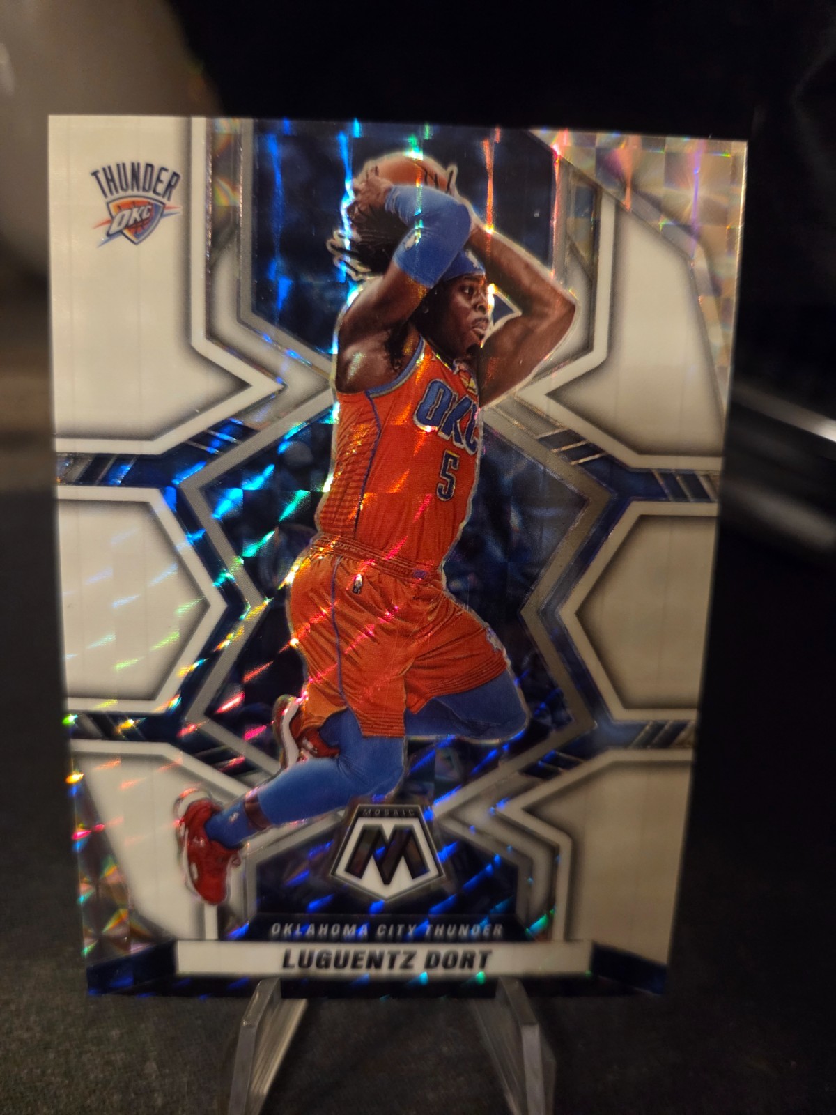 2021-22 Panini Mosaic Luguentz Dort #31 White Mosaic Prizm /25 Thunder 🔵🟠