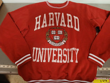 Harvard University Red Crewneck Sweatshirt MED Crest Pullover-Stripes-Cuddly