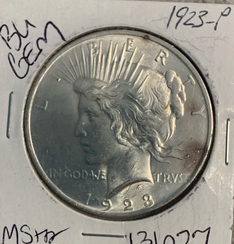 1923-P PEACE 90% SILVER DOLLAR BU-GEM MS +