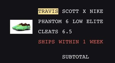 Travis Scott x Nike Phantom cleats size 6.5