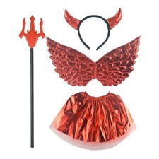 Halloween Teufel Kost&uuml;m Set mit Fl&uuml;gel Mistgabel