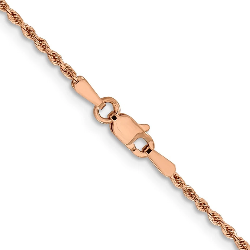 Brazalete de cadena de cuerda con corte de diamante de 1,5 mm de oro rosa de 14 k de 8" Foto 3 de 4