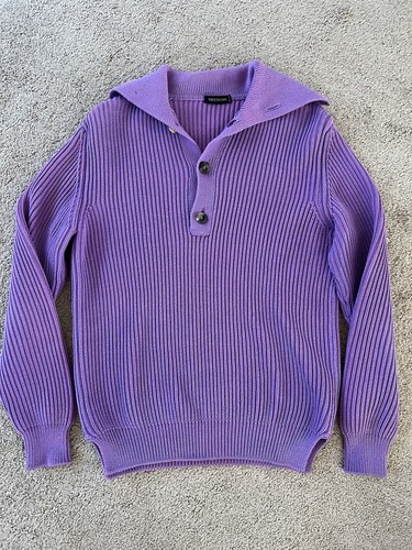 Valentino, Maglione unisex vintage Valentino collo marinaio viola chiaro nautico made in Italy