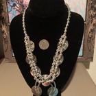 Native Jeweler Coin Silver(.900) & Genuine MALACHITE Squash Blossom Necklace — photo 6