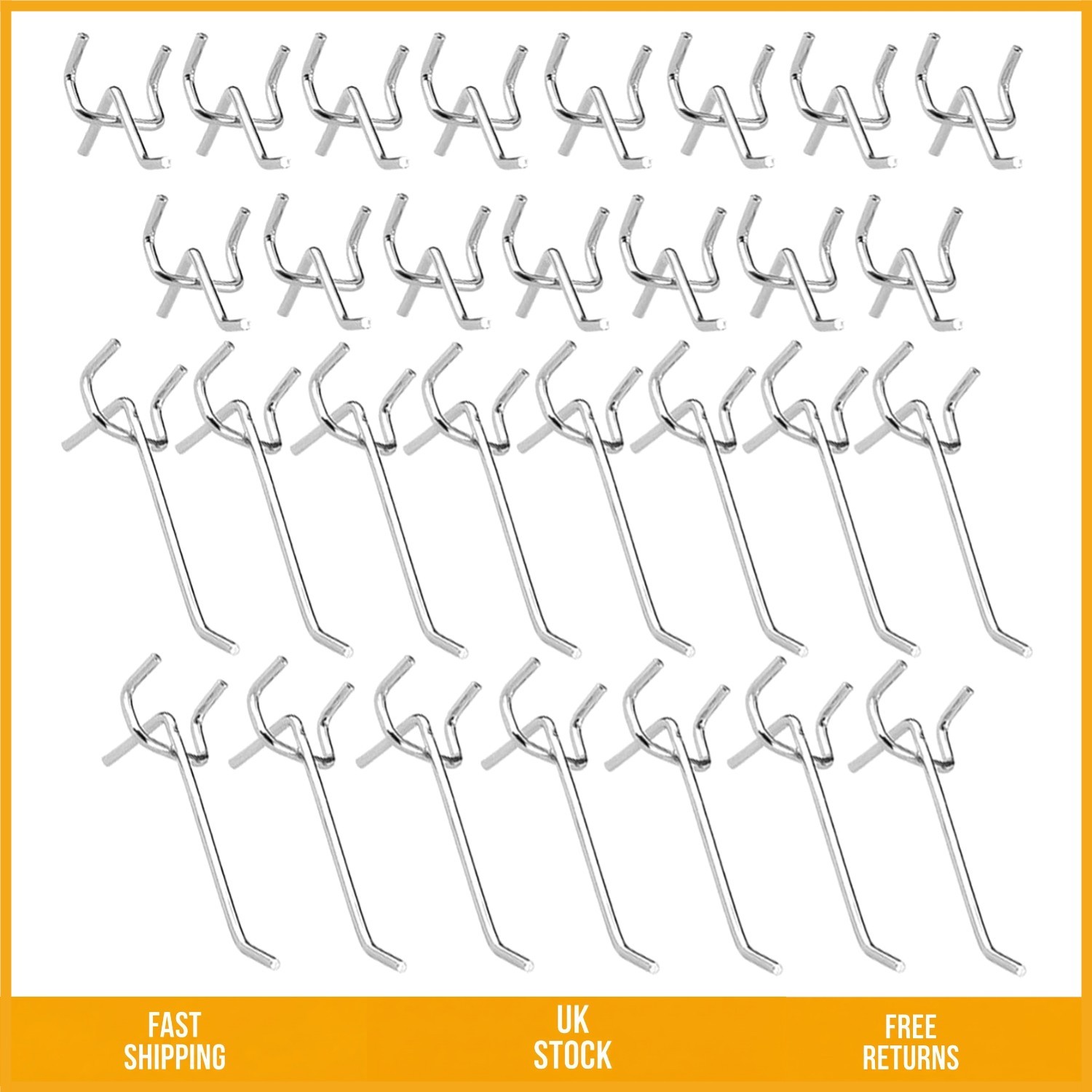 Robust Metal Single Pegboard Hooks Durable Retail Display Hangers 30 Piece Set