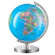 8'' World Globe Earth Ocean Rotating World Map Geography w/ Stand For Kids Gift