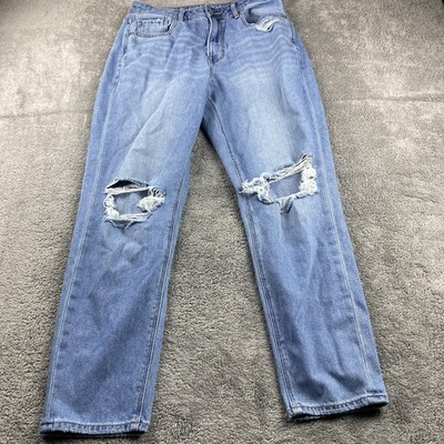 American Eagle Mom Jean Womens 6 Regular Blue Light Wash High Rise Distressed