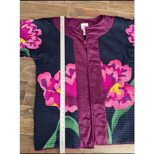Vintage Michael Vollbracht Wende Blumen Kimono Steppjacke Kunst zum Tragen 1X - Bild 8 von 12