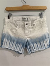 Abercrombie Kids Girls Tie-Dye White Blue Denim Shorts Size 13/14