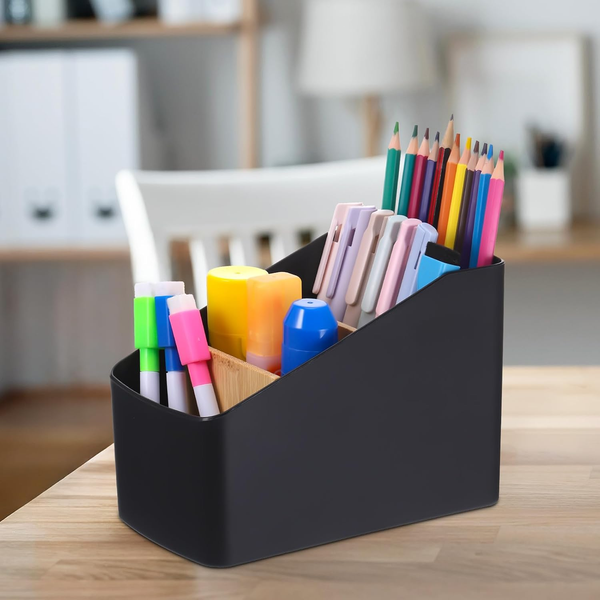 Schreibtisch Organizer Bambus 4 FäCher Aufbewahrungsbox FüR Stifte & Kosmetika-image