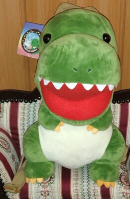 Yuruyuru Saurus Green Dinosaur T-Rex Plush Backpack 14'' Adjustable Straps Kids D