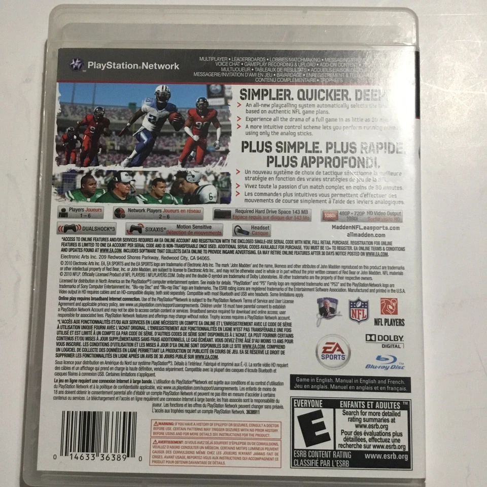 Madden 11 NFL PlayStation 3 Video game ￼2010 ￼Sony Tested And Complete - Image 3 of 4