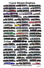 I Love Steam 11"x17" Railroad Poster by Andy Fletcher signed