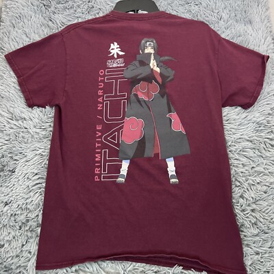Primitive Apparel Adult Shirt Medium Red Black Itachi Uchiha Pullover Tee Mens