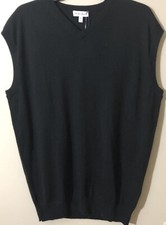 Peter Millar Men's V-Neck Merino Wool Vest Sweater Black Sz M NWT