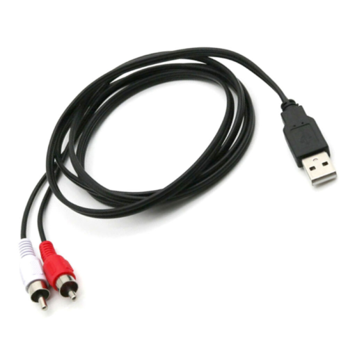 1.5m USB A Male to 2x RCA Phono Male AV Cable Lead PC TV Aux Audio Video NEW - Picture 1 of 6