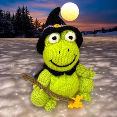 STRICKANLEITUNG - Halloween Gruseliger Frosch orange Abdeckung oder 15 cm Spielzeug