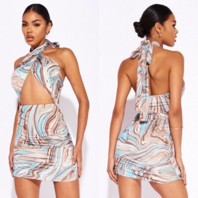 Women's Halter Neck Bodycon Mini Dress Ladies Sleeveless Casual Party  Clubwear | eBay
