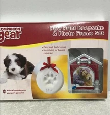 NEW, Paw Print Keepsake & Photo Frame Set, Dog, Cat, 