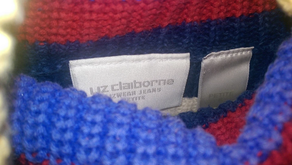 Liz Claiborne Womens Sweater Shirt Top Blouse Size S Small Multicolor Striped - Image 2 of 3