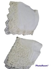 Lot 2 Vintage White Cotton Bridal Bridesmaids Handkerchiefs Linen Lace Edging
