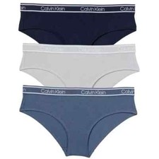 NEW Women's Calvin Klein 3 Pack Hipster Underwear Blue Gray Navy Size XL