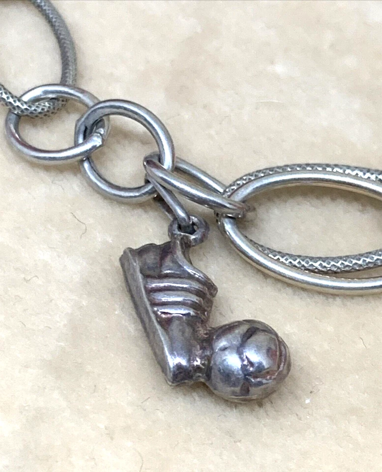 BRACCIALE ANNI 70 CON CHARM IN ARGENTO 925 LUNGO CM 20/22 - Immagine 3 di 4