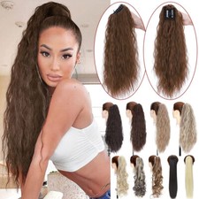 Claw Clip Wavy Ponytail Extensions As Human Pony Tail Ombre Long Hair Hairpiece