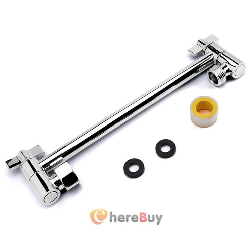 Zolyet Shower Arm Extension – 11-Inch Adjustable Angle Brass Arm, Polished Chrome, G1/2 Connection, For Handheld & Rainfall Showerheads