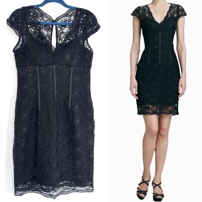 Aidan Mattox Black Lace Sheath Dress Illusion Corset Cocktail Whimsigoth Size 6 | eBay Aidan Mattox Black Lace Sheath Dress Illusion Corset Cocktail Whimsigoth Size 6 | eBay