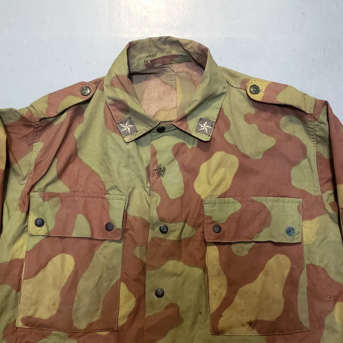 Vtg 60s Italian Army Paratrooper Field Jacket Camouflage DPM Camo Sz