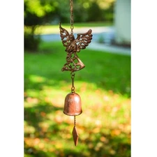 Kneeling Angel Cast Iron Bell - 27" Wind Bell NEW