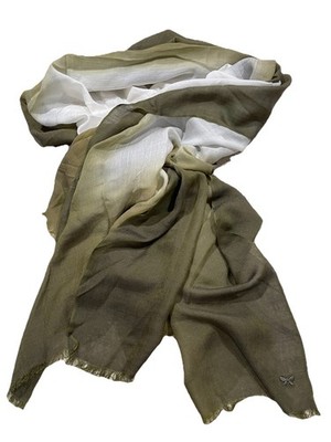 WEEKEND MAX MARA GREEN GRADUATED OMBRÉ LIGHTWEIGT WOOL SCARF 80 X 38  N/W DEFECT