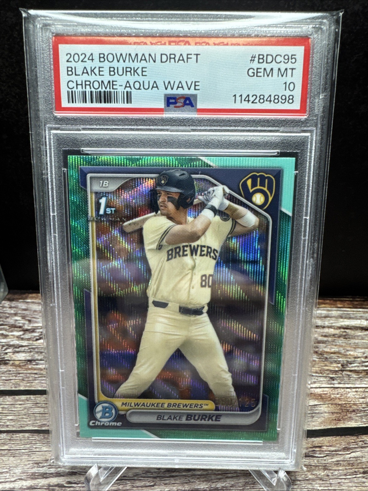 2024 Bowman Draft Blake Burke Chrome Aqua Wave Refractor /125 #BDC-95(RC) PSA 10