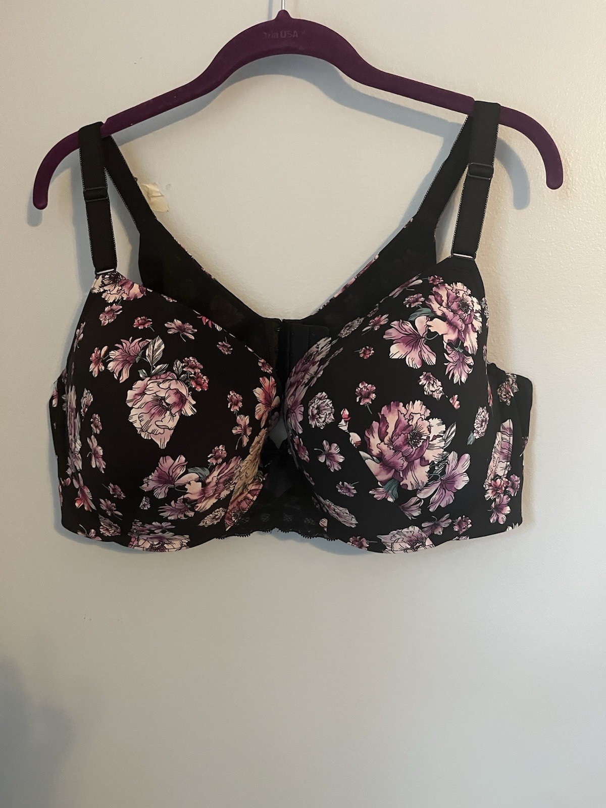 Torrid Curve Women's Plus Size 46D T-Shirt Bra Lightly Lined Underwire Black Pin