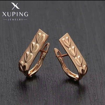 Vergoldete 18k Ohrringe, Xuping, Herzen, langlebig, wasserabweisend