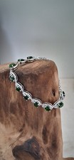 Gemporia Chrome Diopside/Brazilian Zircon Sterling Silver Bracelet, 6.5" - New.