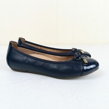 Vionic Minna Ballet Flats 8 Blue Leather Slip On Shoes Preppy Business Casual