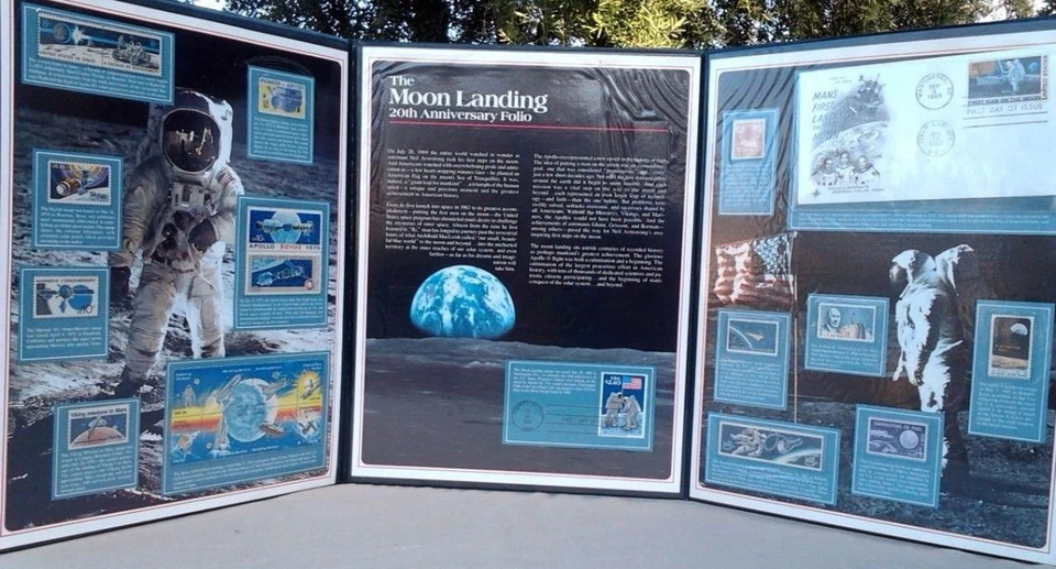 1989 Moon Landing 20th Anniversary Tribute Folio PCS 10X13" with Stamps & Covers - Image 3 of 4