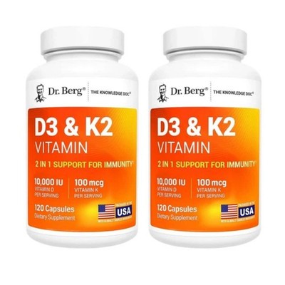 Dr. Berg 2 Pack Nutritionals 100mg Vitamin D3 K2 Supplement 120 Cap hot sale