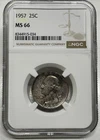 1957 Washington Quarter NGC MS66 Uncirculated Mint State Coin Nice Toning