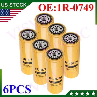 6 Pack 1R-0749 FUEL FILTER Replacement Kit FOR CATERPILLAR 1R0749 US STOCK