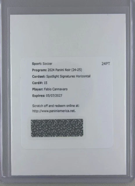 2024 Panini Noir Fabio Cannavaro Spotlight Signatures Horizontal Auto /15