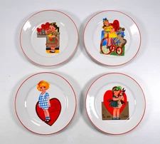 Set of 4 Rosanna Studio Retro Valentine's  8 Inch Dessert/ Salad Plates VGC