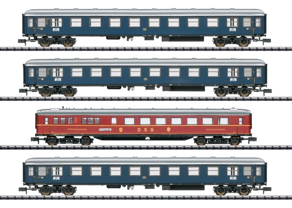 "Minitrix Spur N 15132 Schnellzugwagen-Set \"Merkur\" 4-Teilig, Db, Ep.Iii, Mhi"-image